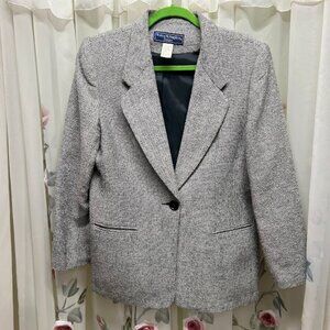 Women's Vintage NORTON MCNAUGHTON Wool Blend Gray Blazer